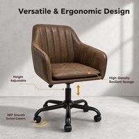 Chaise de bureau pivotante rembourrée avec accoudoirs, hauteur réglable, base à cinq étoiles pour la maison, le bureau et la salle de réunion