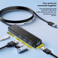 Adaptador OTG Multi-Puerto USB 3.0 Tipo-C de 4 Puertos y 5Gbps, Material ABS, Lector de Tarjetas TF para Computadora Portátil, Computadora de Escritorio
