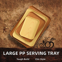 Plateau de service commercial grand format, design moderne imitation bois, en PP de qualité alimentaire, pour café, desserts, goûter, repas des prisonniers, repas de fêtes