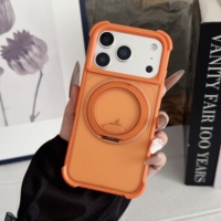 Coque de luxe ATB Orange pour iPhone 17 Pro Max avec support rotatif, protection d'objectif, toucher doux et magnétique