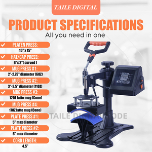 厂家热卖组合热压机马克杯t恤印花机t恤升华机8合1热转印 - Product Image 6