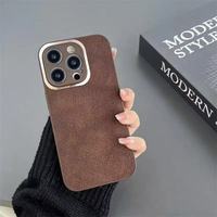 Coque de téléphone unie en cuir PU couleur unie pour IPhone