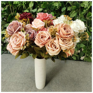 Bouquet de roses croissantes à 11 têtes Queyiyi, 51 cm, arrangement de roses artificielles, décoration de mariage, décoration de la maison - Product Image 4