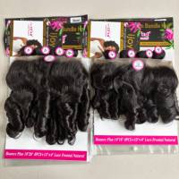 KEMY HAIR Lot de mèches de cheveux humains mélangés en gros, Perruques Lace Front HD 13*4, Perruques en cheveux humains mélangés Bounce Plus Curl pour femmes noires
