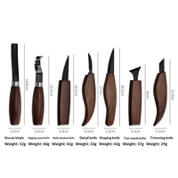 Ensemble d'outils de sculpture sur bois de 20 pièces plaqué titane de qualité supérieure, manches en bois de noyer, emballage en boîte en cuir, outils de gravure sur bois