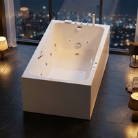 Baignoire autoportante en acrylique de haute qualité avec accoudoirs pour villa, baignoires à double remous, baignoire de massage en acrylique, exportateur