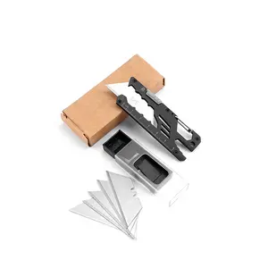 Thép không gỉ Túi tiện ích dao di động EDC có thể thu vào hộp cắt nhanh chóng thay đổi lưỡi khóa an toàn thêm 5 lưỡi bao gồm