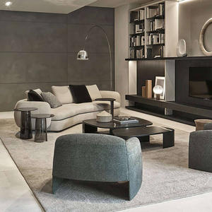 Juego de sofá de sala de estar de estilo italiano moderno de Saint-Germain Esquina curva plana grande extremadamente simple - Product Image 4