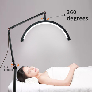 Bán Hàng Tốt Nhất 16Inch Vẻ Đẹp Salon Lash Ánh Sáng 360 Độ Xoay Với Sàn Hỗ Trợ Nửa Ánh Sáng Mặt Trăng - Product Image 3