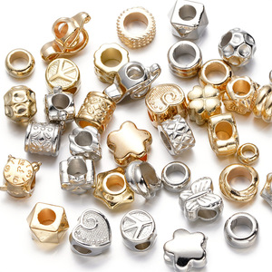 Perline Distanziatrici in Plastica Multiforma con Foro Grande, Color Oro e Argento, per Creazione di Gioielli Stile <span class=keywords><strong>Pandora</strong></span> - Product Image 1