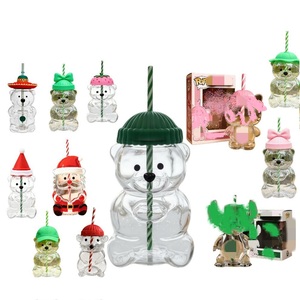 Bicchieri in Plastica a Forma di Orsetto Teddy <span class=keywords><strong>con</strong></span> Cappello Verde 2025, Design Carino <span class=keywords><strong>con</strong></span> Cannuccia per <span class=keywords><strong>Caffè</strong></span> - Product Image 1