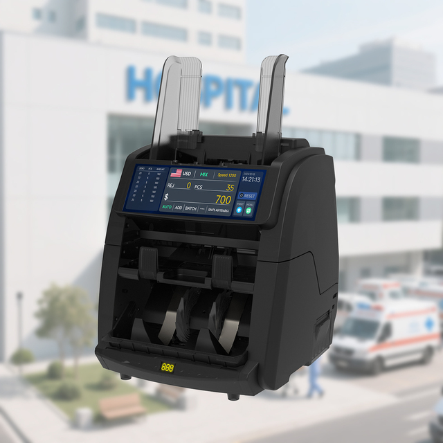 Multifunctional Two Pocket Full Touch Screen Bill Counter and Sorter Machine for Currency Counting and Detecting