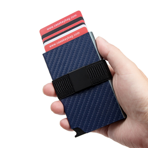 New Design Tarjetero Personalizado Metal Aluminum Mini <b>RFID</b> <b>Wallet</b> Ultra Thin Carbon Fiber Auto Eject <b>Wallet</b> With Strap <b>for</b> <b>Men</b> - Product Image 1