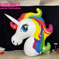 Têtes de licorne gonflables colorées pour activités et décorations, ballon gonflable en forme de grande tête de cheval