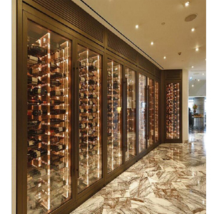 Enfriador de Botellas de Vino Dorado de Dos Puertas con Interior de Espejo para Exhibición, Modelo WR-01 - Product Image 2