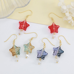 Orecchini pendenti a forma di stella in vetro colorato, graziosi gioielli pendenti con gancio, regalo <span class=keywords><strong>per</strong></span> donne e ragazze - Product Image 2