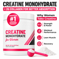 Créatine monohydrate pour femmes avec collagène et BCAA, complément alimentaire en poudre pour la santé musculaire, les cheveux, la peau et les ongles