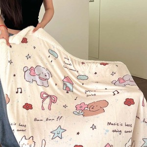 <span class=keywords><strong>Manta</strong></span> de lana de cordero tejida con puntos de dibujos animados, chal de invierno, cubierta de siesta de oficina, cubierta de sofá de aire acondicionado de Coral grueso, jardín de infantes - Product Image 4