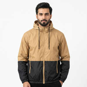 Custom Men's Stand Collar Windbreaker Waterproof Canvas Outdoor Sport <b>Running</b> <b>Jacket</b> with <b>Reflective</b> Logo Plain Dyed - Product Image 1