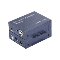 Extensor HDMI de 60 m, 1080p, 3D, con Puerto USB para Ratón, Extensor de Red KVM sobre Cat 5e/6, Cat5, Cat6, Convertidor Ethernet RJ45