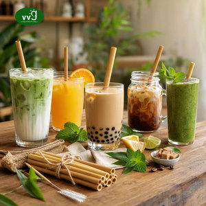 หลอดดูดน้ำไม้ไผ่แบบใช้ซ้ำได้ VVG OEM สลักโลโก้ด้วยเลเซอร์ตามสั่ง เป็นมิตรกับสิ่งแวดล้อม เหมาะสำหรับร้านกาแฟ บาร์ สมูทตี้ แบรนด์โรงแรม - Product Image 4
