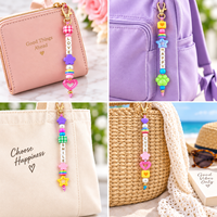 Kit de fabrication de porte-clés perlés DIY avec perles lettres en acrylique, fermoirs mousquetons et pendentifs pour sacs, téléphones, bijoux et cadeaux artisanaux