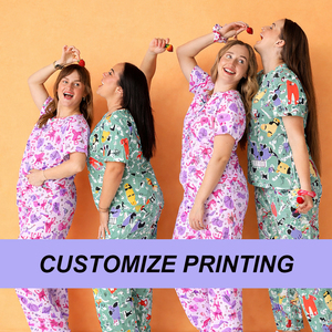 NIAAHINN – Tenues d'infirmières personnalisées en gros, ensembles de blouses et pantalons de travail (jogger) OEM pour hôpitaux, fournisseur de tenues médicales réutilisables en coton imprimé floral - Product Image 3