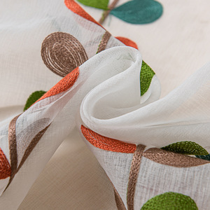 Broderie de feuilles multicolores Pom-pom Decor Coffee Kitchen and Cozy Window Valance - Product Image 3
