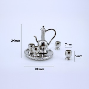 Mini cuisine en alliage métallique 1/6 1/12 maison de poupée jeu de nourriture Simulation Miniature Mini disque service à thé jouet tasse à eau modèle décoration - Product Image 5