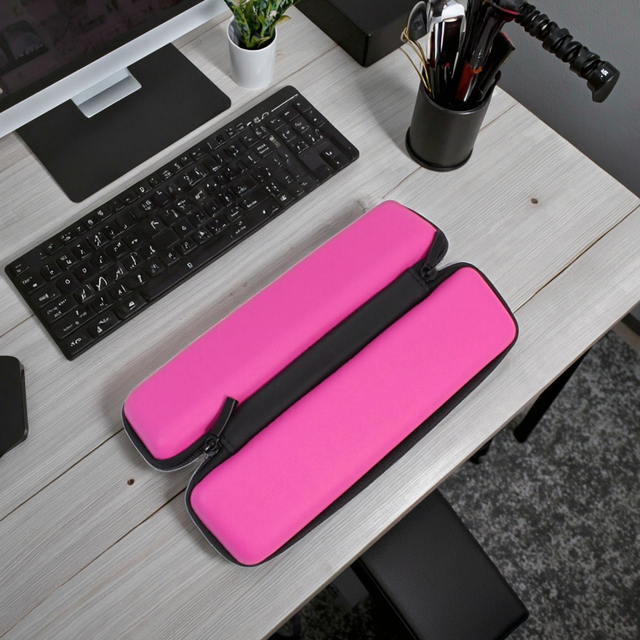 Black Waterproof EVA Hard Shell Stylus Pen Case with Protective PVC Outer Layer for Camping & Travel