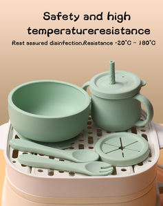 Vaisselle et ustensiles en silicone personnalisés en usine pour bébé Produits pour bébé par aspiration Bol Assiette à bec Gobelet Ensemble d'alimentation en silicone pour bébé - Product Image 3