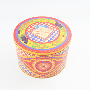 Boîte en métal ronde pour cadeaux avec impression rétro européenne, boîte en étain de qualité alimentaire pour biscuits, bonbons, emballage cadeau, couleur, motif et logo personnalisés - Product Image 1