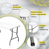 Table pliante en polyéthylène 5 pieds, portable, pour dîners, fêtes, cartes, pique-niques, camping, blanc granit