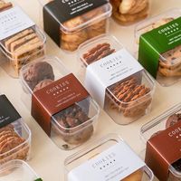Boîtes à gâteaux en plastique transparent jetables et recyclables de haute qualité avec étiquette pour cadeaux et pâtisseries