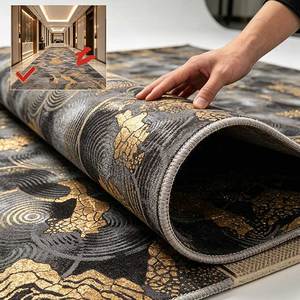 <span class=keywords><strong>Tapis</strong></span> d'entrée commercial pour hôtel, motif nuage doré multicolore gris, moderne, en latex et nylon, antidérapant, à poils ras, imprimé sur mesure - Product Image 5