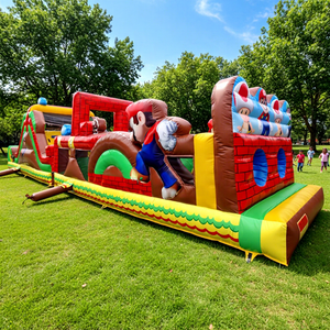 Comercial Mario <span class=keywords><strong>Brothers</strong></span> Bouncer Castle con tobogán inflable Mario Obstacle Course para Parque de Atracciones - Product Image 1