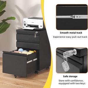 ארון תיוק מתכת 3 מגירות, שולחן משרדי מודרני, ארון ברזל קטן, ארון נייד מפלדה למשרד ביתי - Product Image 5