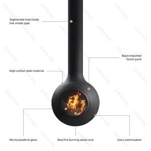 CRUISE Offre Spéciale Chauffage à bois intérieur sans fumée et respectueux de l'environnement Nouveau poêle à bois monté au plafond 800mm Cheminée suspendue - Product Image 5