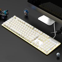 Keyboard Metal RGB Backlit Nirkabel Tipis dan Tenang dengan Sensasi Mekanik, Tahan Air, untuk Gaming, E-Sports, Kantor, Mengetik di Desktop dan Laptop
