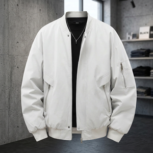 Spring Autumn Trendy Hong Kong Style Men's Leather Stand Collar Windproof Zipper Heart Pattern Bomber Jacket Fat Men <b>Extra</b> <b>Large</b> - Product Image 3
