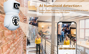 IP HD không dây bóng đèn Camera V380 360 độ PTZ giám sát an ninh Ống kính kép HD 265 video nén lưu trữ thẻ SD - Product Image 5