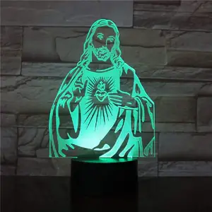 Jesus Abbildung 7 Farben ändern Nacht lampe 3D LED Tisch leuchte für Schlafzimmer Schlaf lampe Home Decor Art Decor