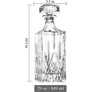 Classic 750ml 28oz Crystal Clear Square Liquor Decanter Set bicchieri da whisky vecchio stile per <span class=keywords><strong>Vodka</strong></span> Bourbon Brandy Rum - Product Image 5