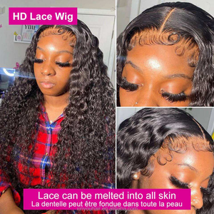 Peluca invisible Strap 360 Glueless Ready Wear Go con bordes rizados de ondas de agua de encaje HD y línea de cabello negra para mujer - Product Image 6