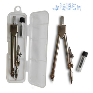 Kim loại trường la bàn <span class=keywords><strong>Set</strong></span> hộp nhựa đóng gói kèm theo 3 phụ chì, toán học hình học công cụ cho sinh viên soạn thảo, trở lại trường học - Product Image 5