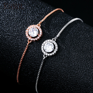 RAKOL BP2166 2022 nueva llegada pulsera de Zirconia cúbica de corte brillante redondo de plata joyería nupcial de boda - Product Image 5