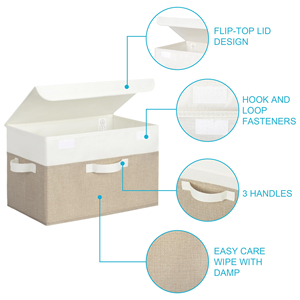 Collapsible Storage Organiser <b>Bins</b> Fabric Rectangle <b>Large</b> Storage Baskets with Handle - Product Image 2