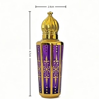 Flacon de parfum miniature 15 ml en verre doré conique avec applicateur à bille, rechargeable, pour échantillon d'huile de parfum, luxe arabe