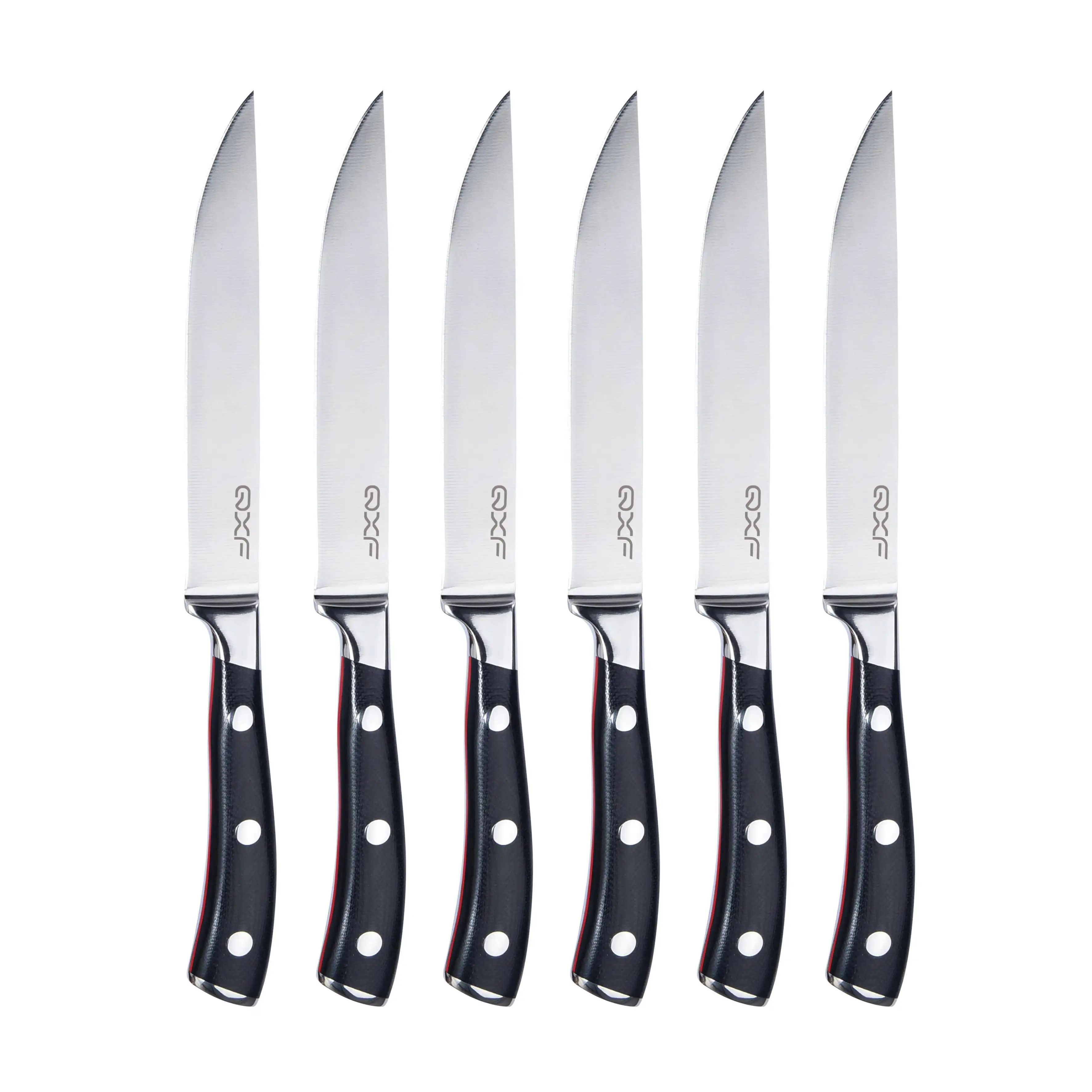 High End 6 Pcs High Carbon German 1.4116 Steel Steak Knife Ultra Sharp Full Tang Steak Knife Set with G10 Handle