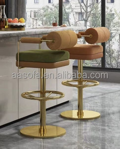 Jambe en acier Transparent or métal <span class=keywords><strong>chaise</strong></span> de bar tapisserie d'ameublement en velours rouge maison <span class=keywords><strong>haute</strong></span> <span class=keywords><strong>chaise</strong></span> <span class=keywords><strong>65cm</strong></span> tabouret pivotant <span class=keywords><strong>chaise</strong></span> - Product Image 4